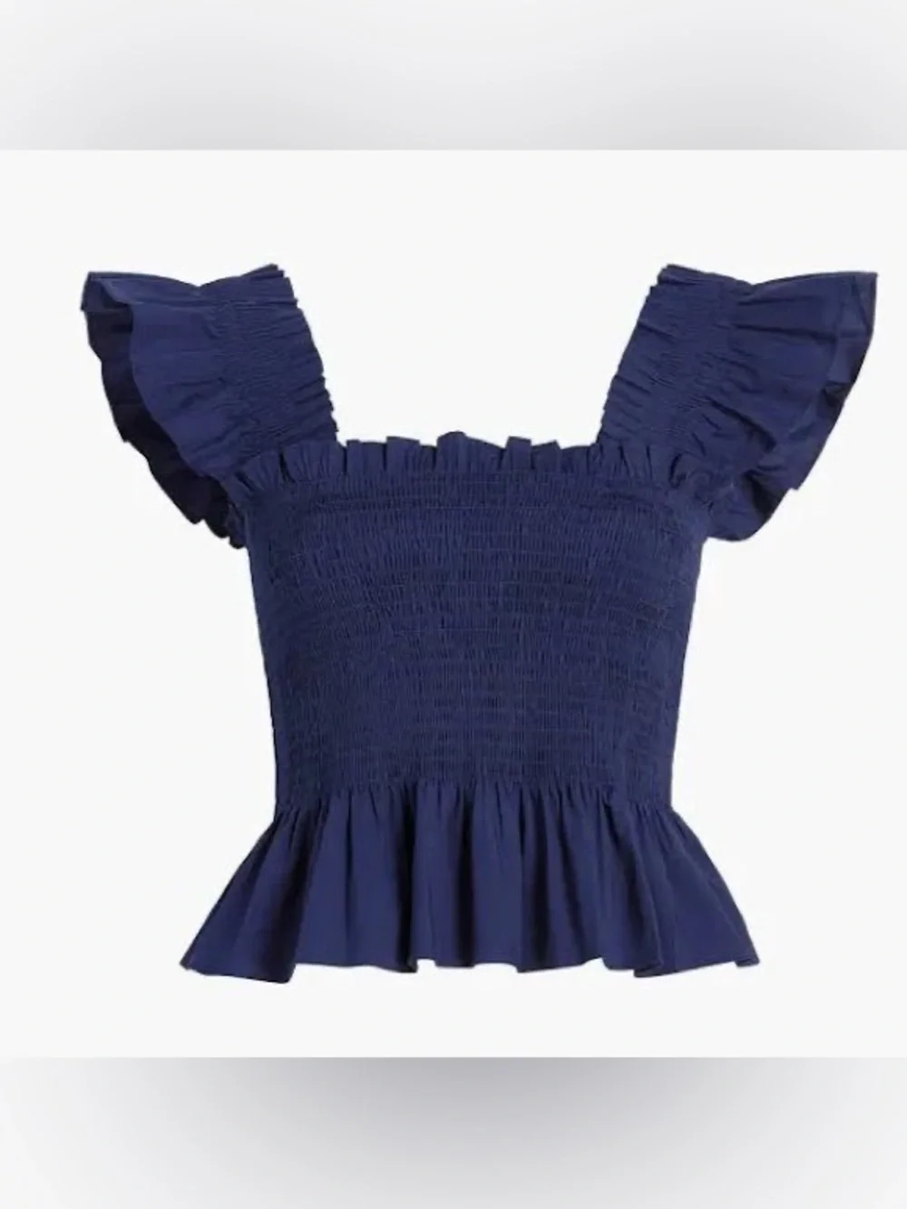 Hill House Paz Smocked Peplum Navy Blue Top Small
